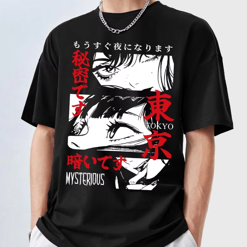 Street Fashion Tokyo - メンズ Y2K アニメ柄 Tシャツ 東京ミスト 半袖