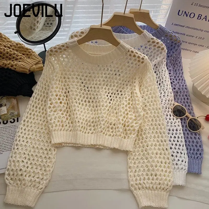 Street Fashion Korea - 女性の長袖透かし彫りニットトップ,フィット感,カジュアルな韓国のファッション,ストリートウェア,ブラウス,y2k,春夏