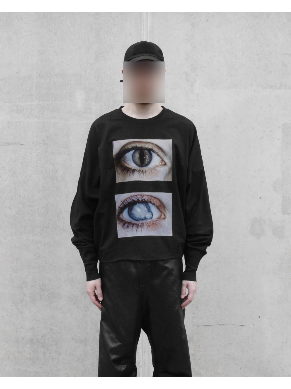 Street Fashion For Man - 2026年新作 ダークゴシック リアリスティック ダブルアイプリント 長袖トップス パンクストリートトレンドファッション