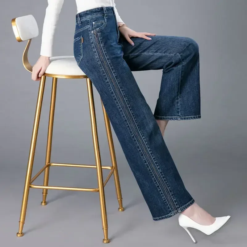 Street Fashion Reviews - ハイウエストストレッチストレートジーンズ韓国ファッションストリート Y2k ジーンズ女性の新しいズボンスタイルの女性の服のレビュー多く XQ864