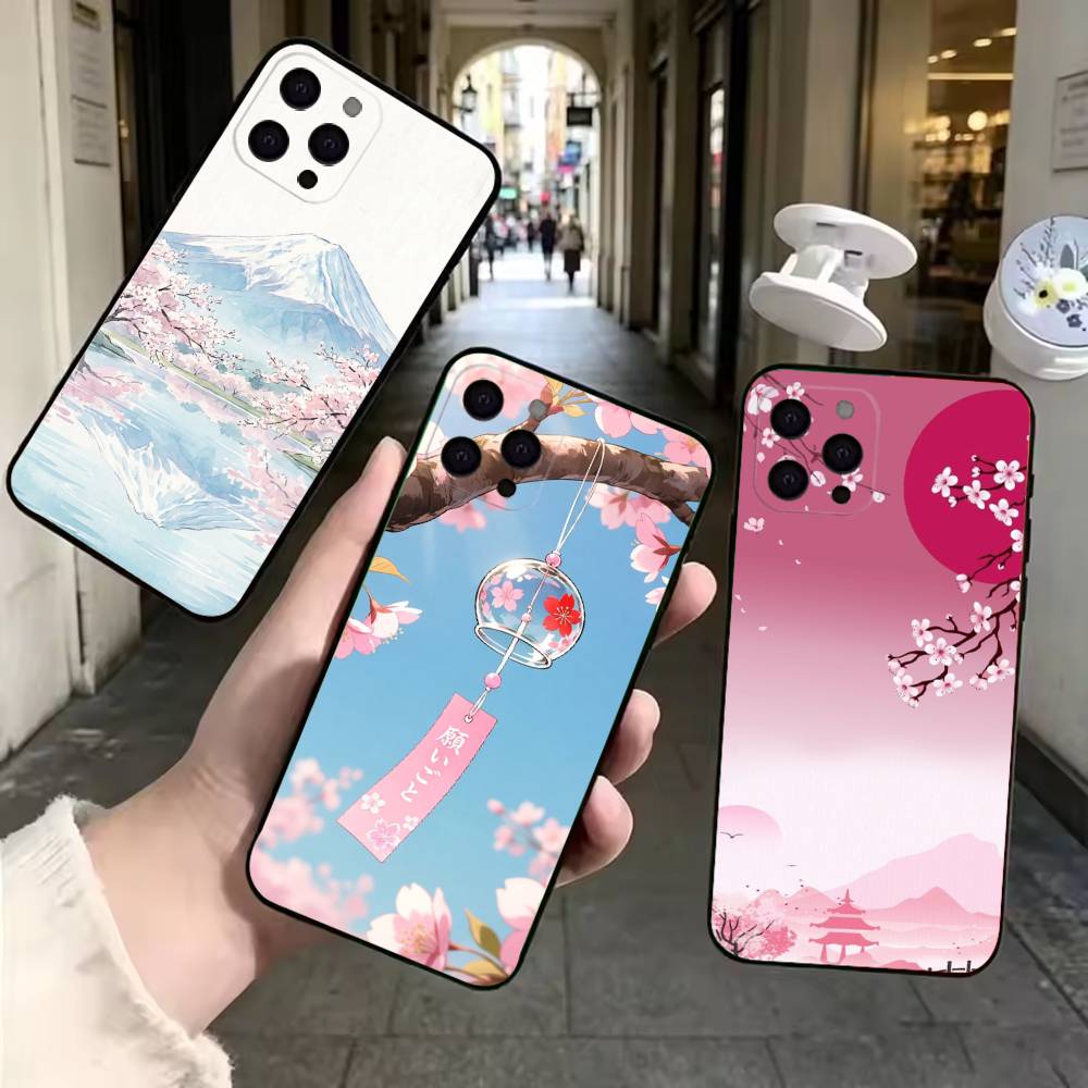 Street Fashion Tokyo - 漫画風東京ストリートビュー ファッション ブラック ソフトフォンケース iPhone 11、12、13、14、15、16、17