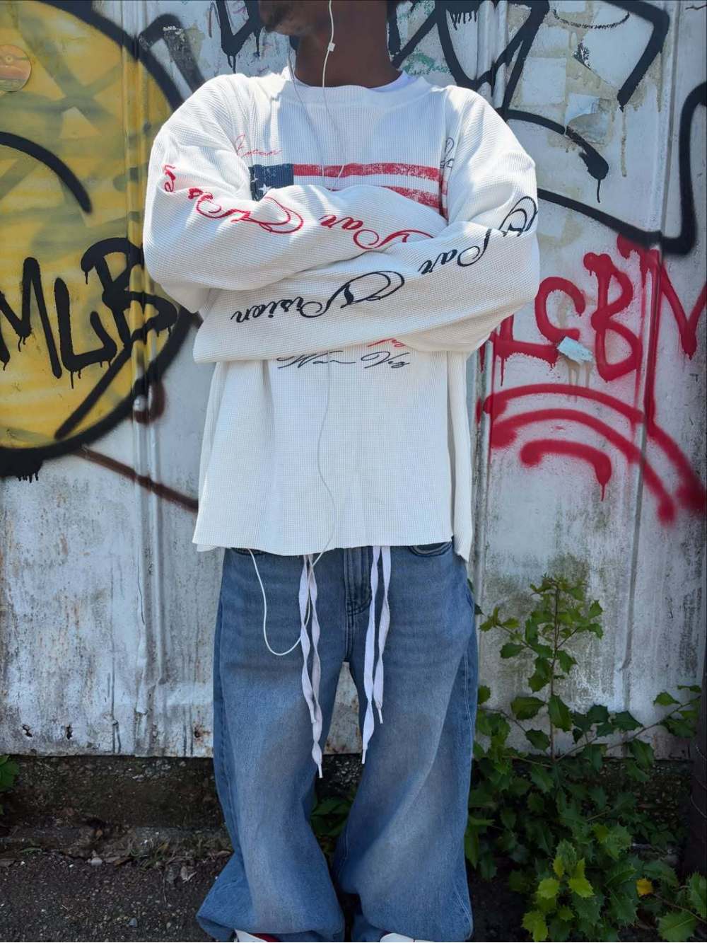 Street Fashion Y2K - 2026年秋新作 Y2K アメリカンレトロ フラッグプリント ワッフルスタイル トレンド
