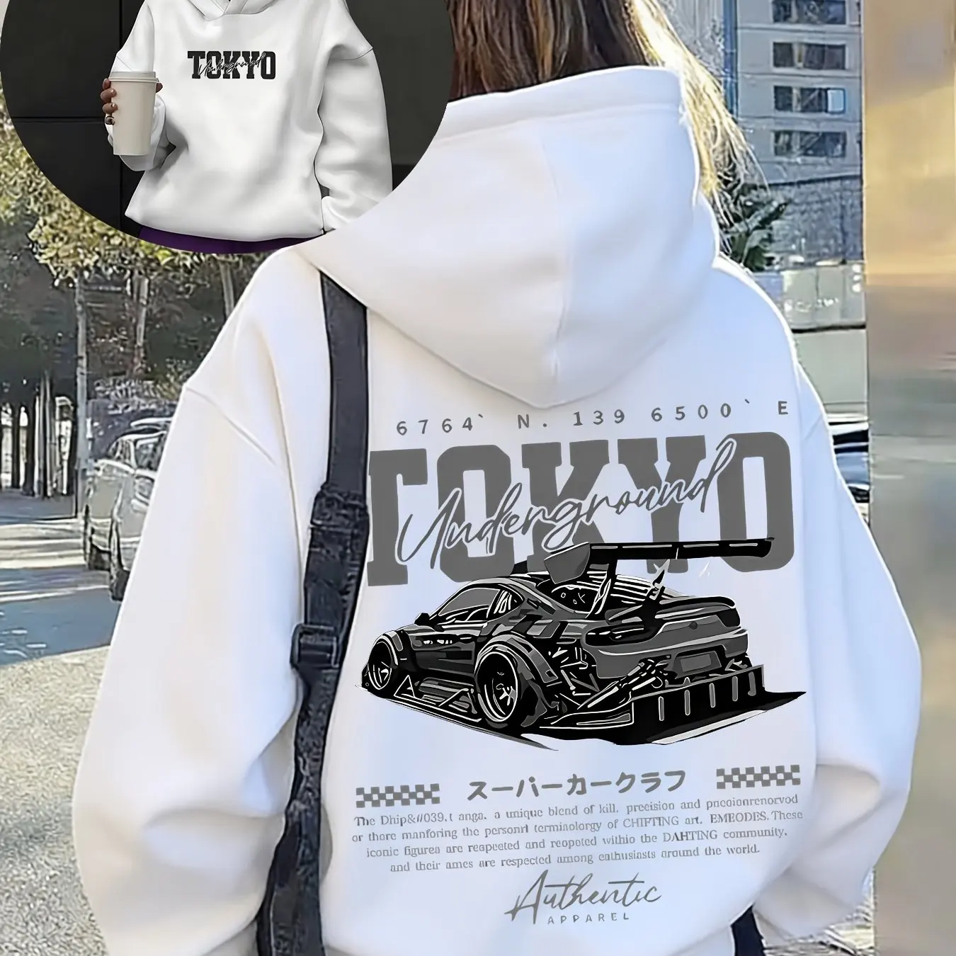 Street Fashion Tokyo - 日本のストリートウェアパーカー男性東京 JDM レーシングスーパーカープリント特大ストリートファッション秋冬グラフィックスウェットシャツ
