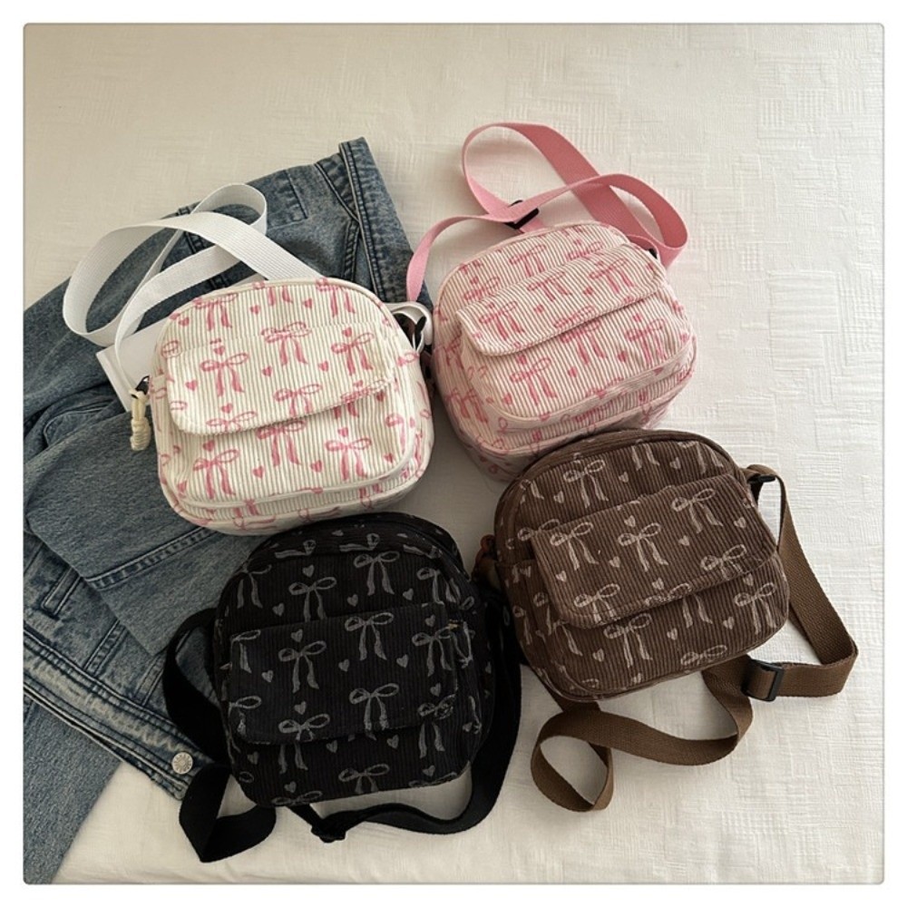 Street Fashion Korea - 女性のコーデュロイ小さなショルダーバッグティーンエイジャーガールクロスボディバッグボルサかわいいトート学生ストリート韓国原宿メッセンジャーバッグ