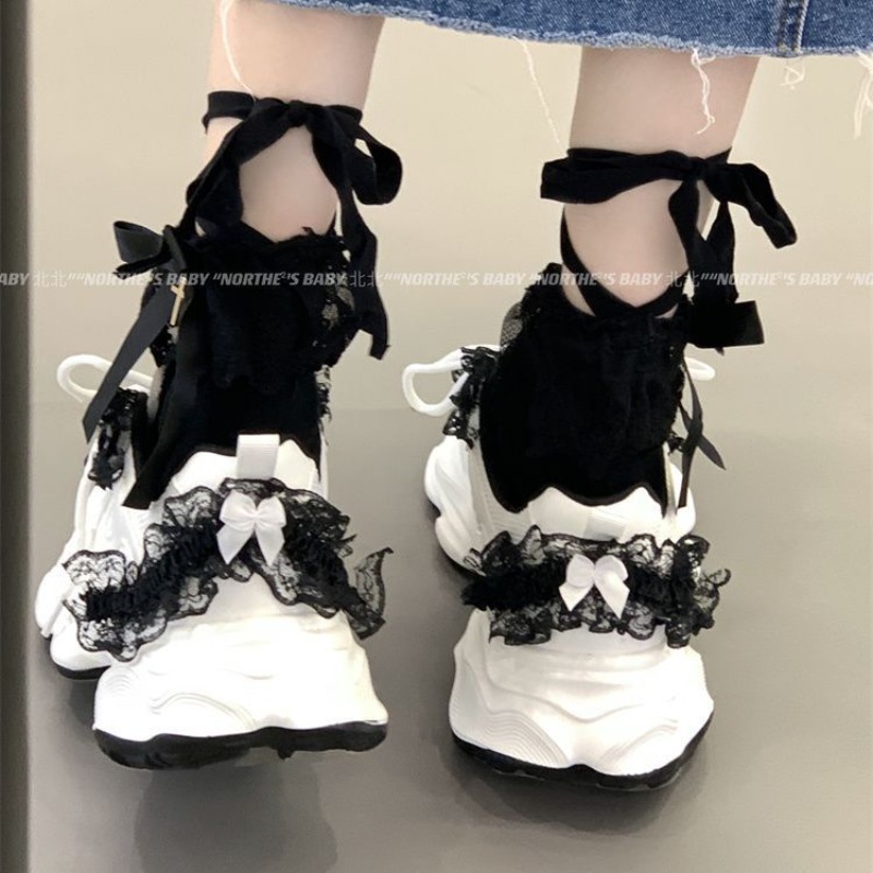 Street Fashion Y2K - 戦士オリジナルブランド不格好なスニーカー女の子のための Y2k ユニークなアップリケプラットフォームカジュアルスニーカーハイストリートファッションロリータ靴