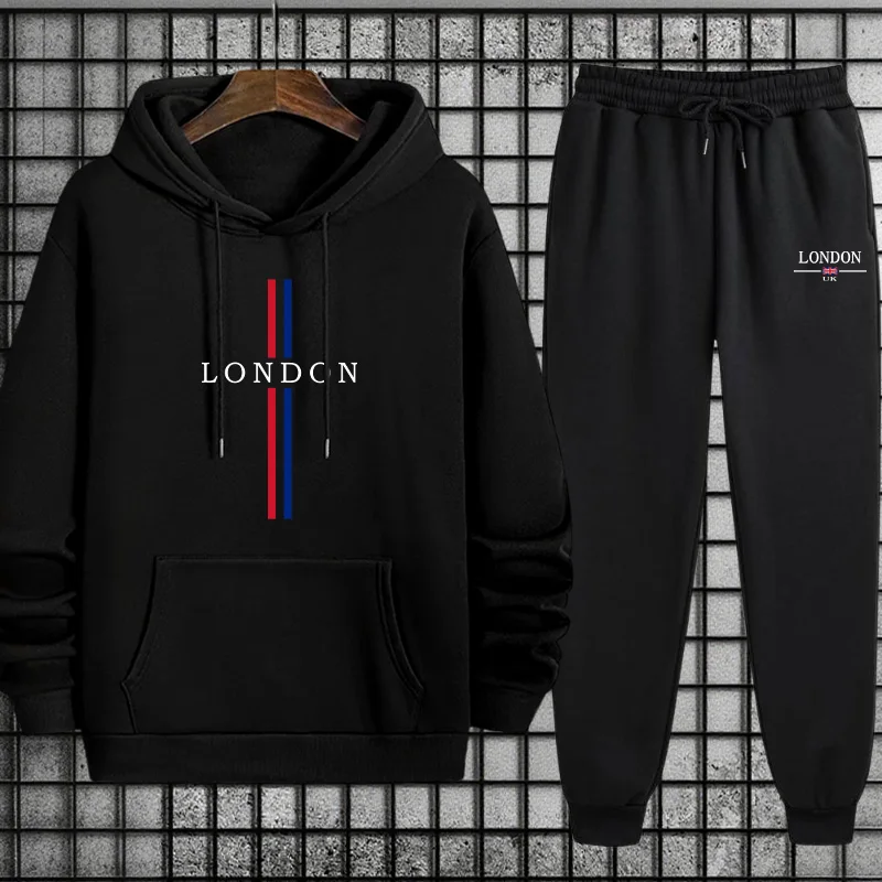 Street Fashion London 2026 - 2026年ロンドンファッションメンズラウンジウェアセット、フーディーとリラックスフィットジョガー、ホームコンフォートとカジュアルストリートスタイルの普段着に