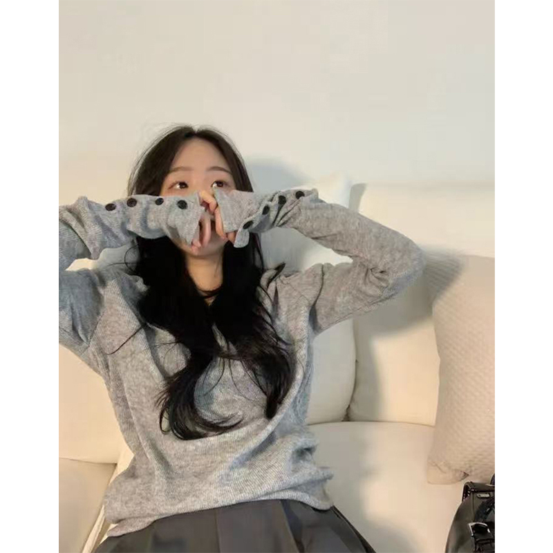 MEXZT ストリートウェア グレーセーター レディース フ - Street Fashion Korea のレビューと価格