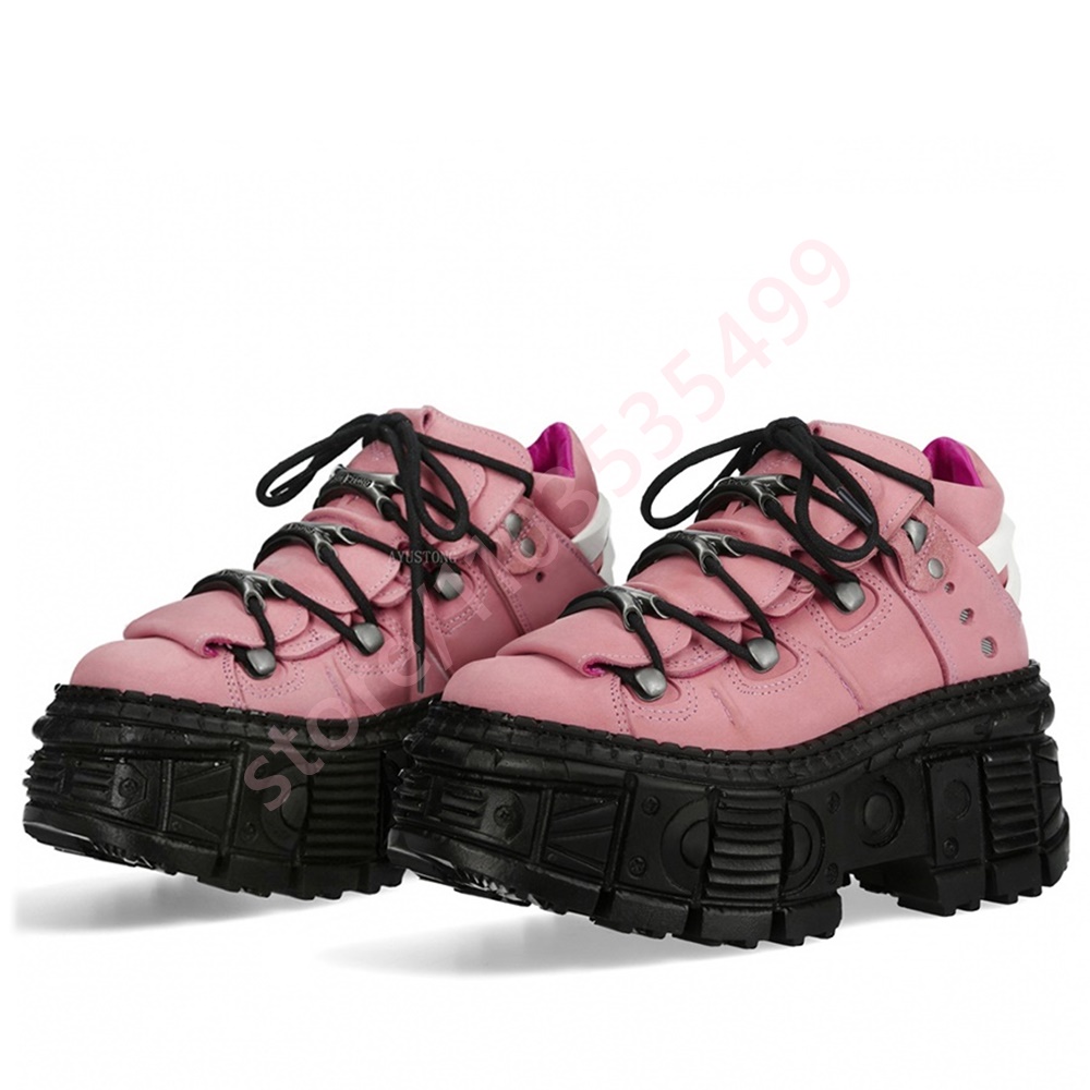 厚底パンクリベットY2Kショートブーツ2025秋新作ラウンド - Street Fashion Y2K のレビューと価格