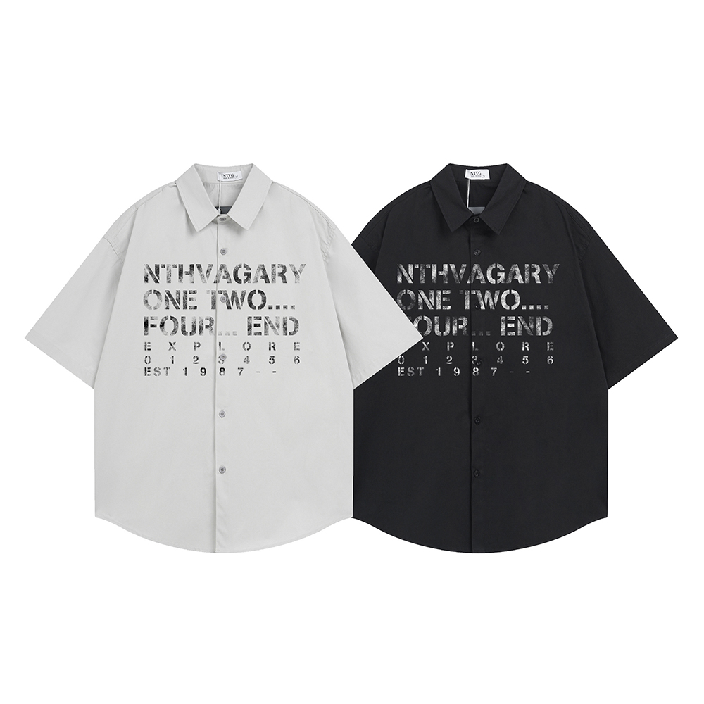 ファッションレタープリントシャツ半袖メンズシャツ Y2k デ - Street Fashion Reviews のレビューと価格