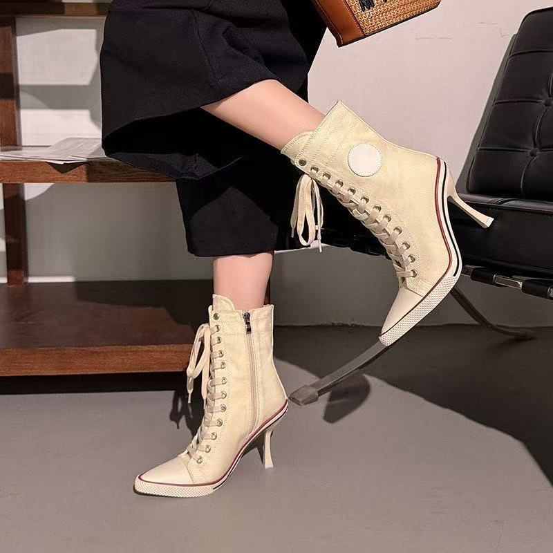 Y2K ガールズシューズデザイナーハイヒールスポーツレースア - Street Fashion Y2K のレビューと価格