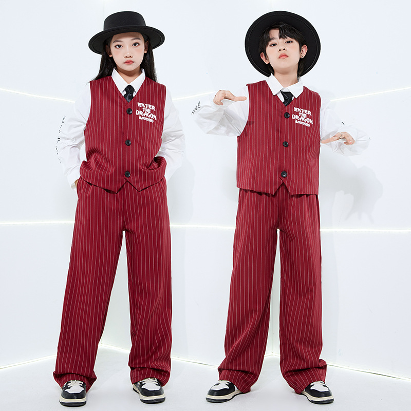 ファッションガールズストライプストリートダンスウェアセットボ - Street Fashion Kpop のレビューと価格