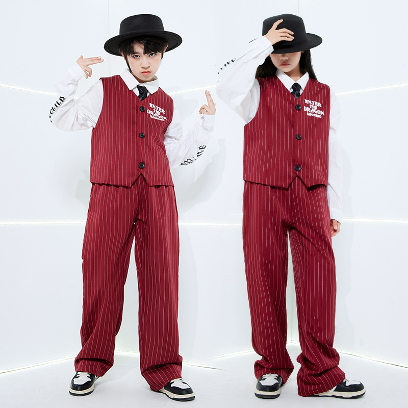 ファッションガールズストライプストリートダンスウェアセットボ - Street Fashion Kpop のレビューと価格