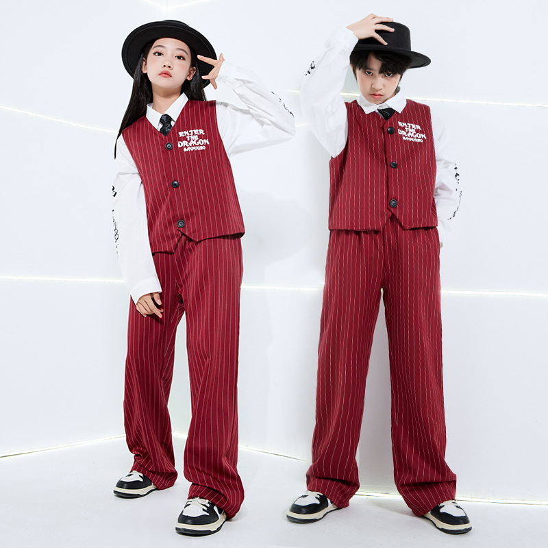 ファッションガールズストライプストリートダンスウェアセットボ - Street Fashion Kpop のレビューと価格