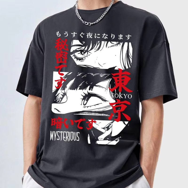メンズ Y2K アニメ柄 Tシャツ 東京ミスト 半袖 ラウン - Street Fashion Tokyo のレビューと価格