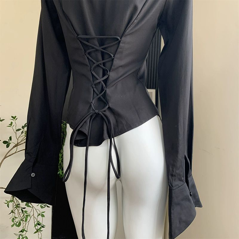 Gidyq 女性黒包帯シャツ韓国ファッションすべて一致ストリ - Street Fashion Korea のレビューと価格