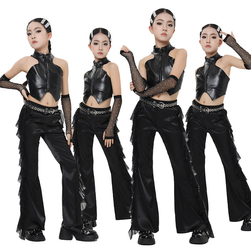 ファッション不規則な吊りネックトップパンツ女の子ジャズダンス - Street Fashion Kpop のレビューと価格
