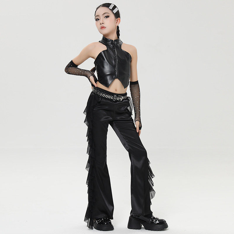 ファッション不規則な吊りネックトップパンツ女の子ジャズダンス - Street Fashion Kpop のレビューと価格
