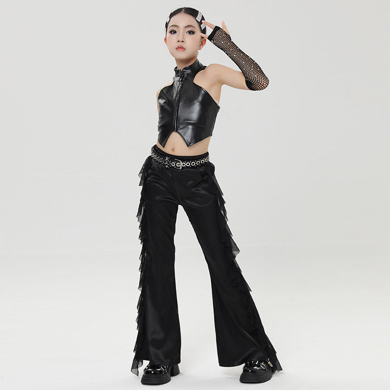 ファッション不規則な吊りネックトップパンツ女の子ジャズダンス - Street Fashion Kpop のレビューと価格