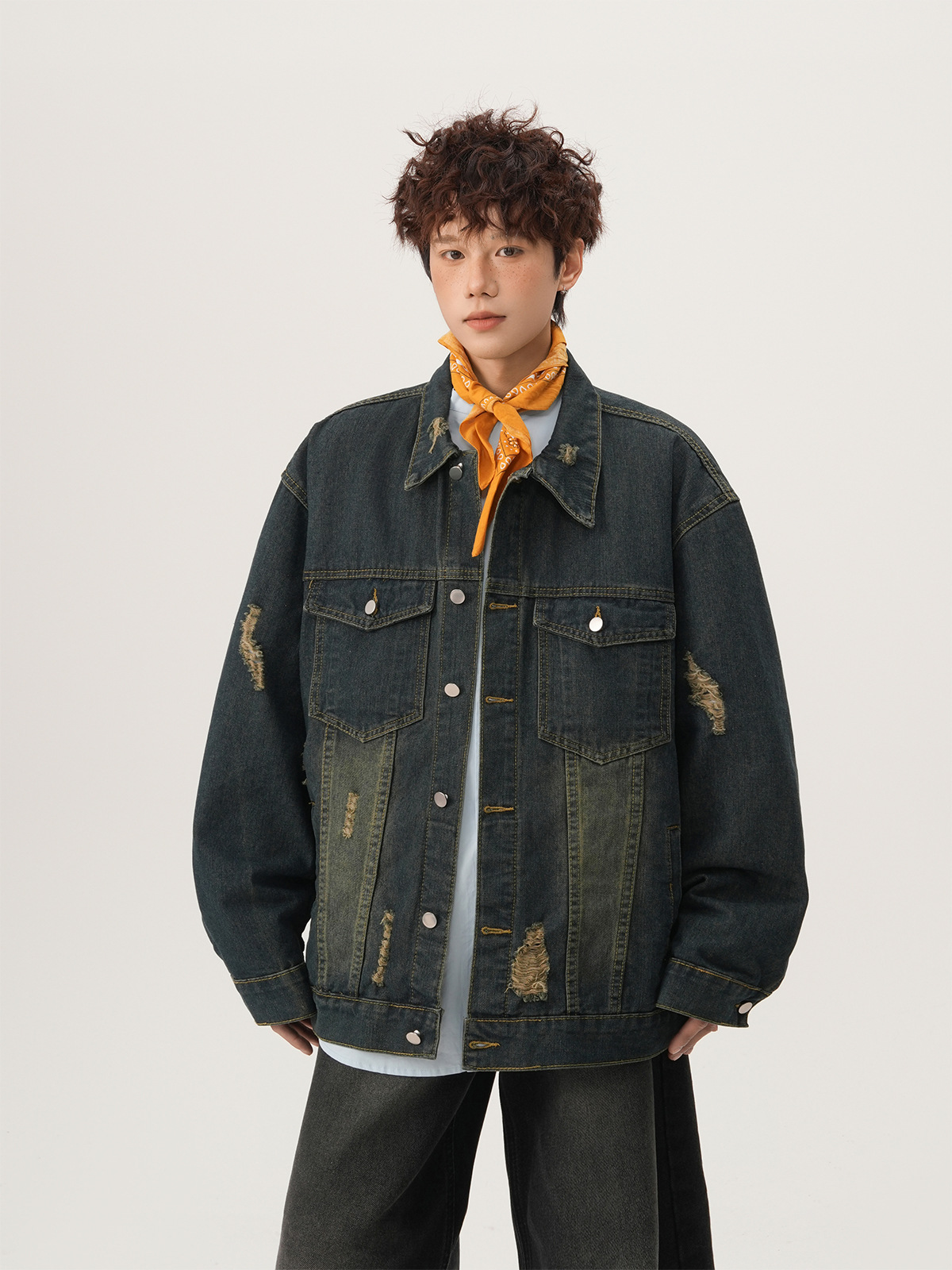 アメリカンハイストリート リップドデニムジャケット 秋のカジ - Street Fashion Vintage のレビューと価格