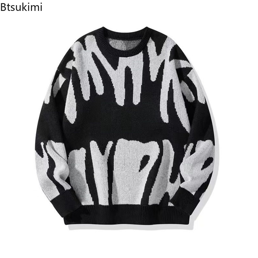 新しい秋冬メンズ韓国ルーズ O ネックニットセーターカジュア - Street Fashion Korea のレビューと価格
