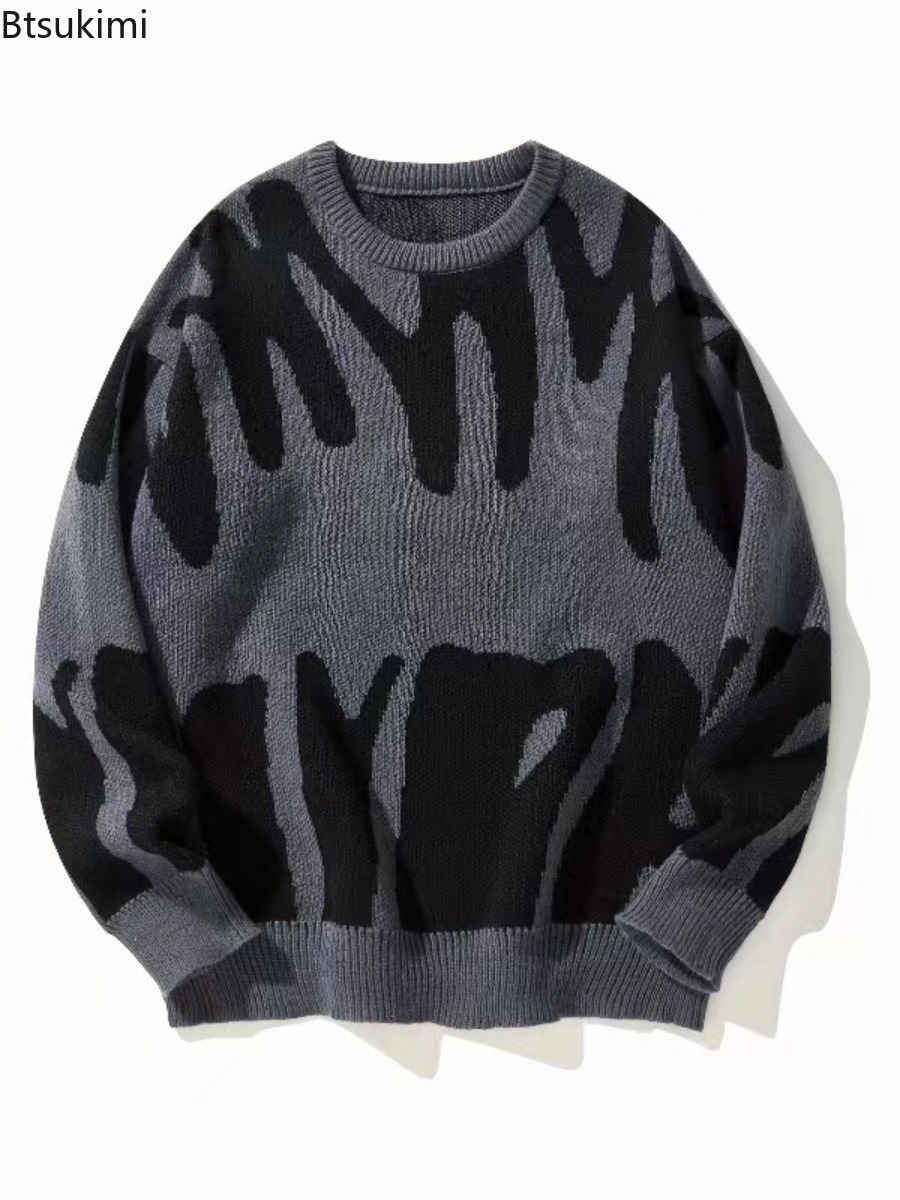 新しい秋冬メンズ韓国ルーズ O ネックニットセーターカジュア - Street Fashion Korea のレビューと価格