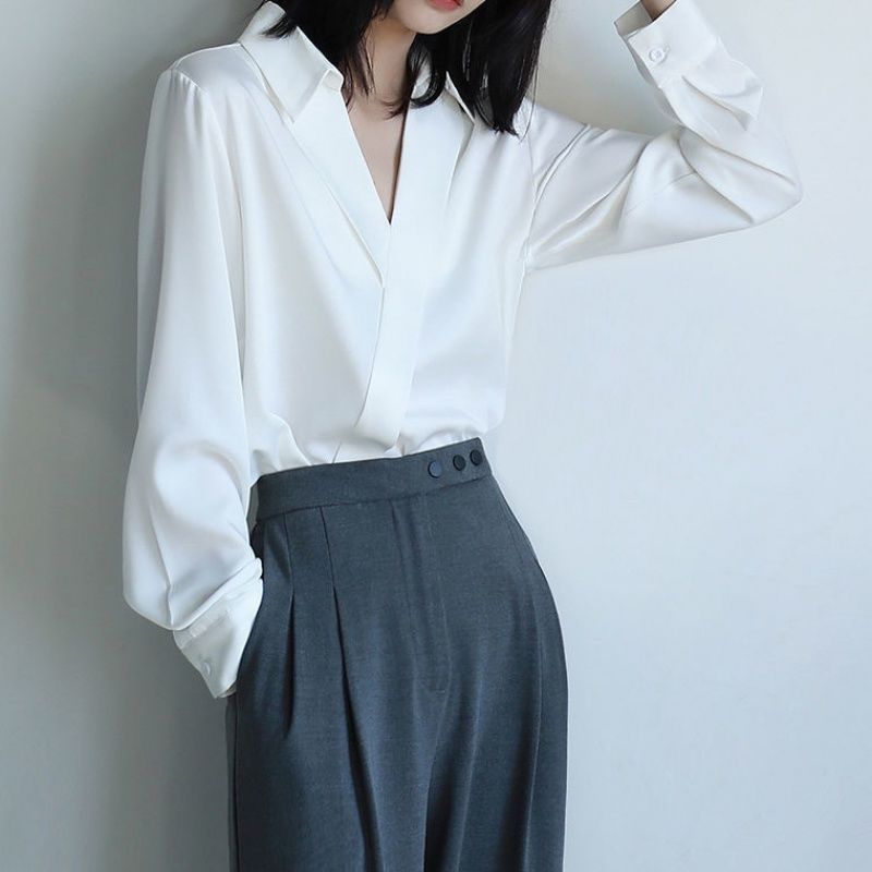 Gidyq-女性用モスリンシャツ,長袖,韓国のファッション, - Street Fashion Korea のレビューと価格