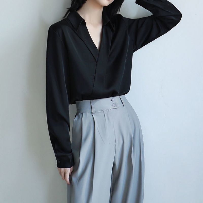 Gidyq-女性用モスリンシャツ,長袖,韓国のファッション, - Street Fashion Korea のレビューと価格