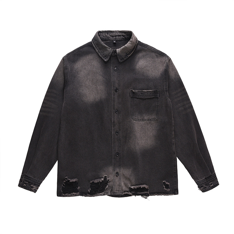 メンズハイストリートリップドジーンズジャケットファッションス - Street Fashion Vintage のレビューと価格
