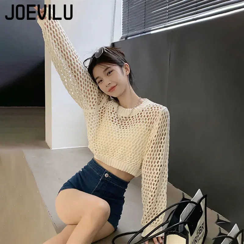 女性の長袖透かし彫りニットトップ,フィット感,カジュアルな韓 - Street Fashion Korea のレビューと価格