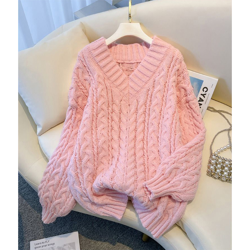 MEXZT 原宿セーター女性ファッション特大ピンク V ネッ - Street Fashion Korea のレビューと価格