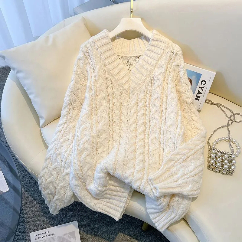 MEXZT 原宿セーター女性ファッション特大ピンク V ネッ - Street Fashion Korea のレビューと価格