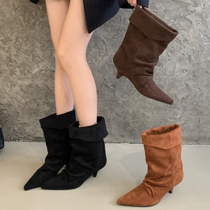 Aneikeh 冬ポインテッドトゥ薄型ローヒールヴィンテージ - Street Fashion Vintage のレビューと価格