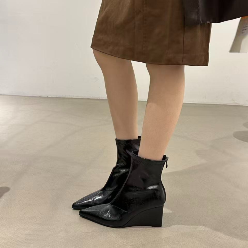 秋冬ヴィンテージウェゲスヒール女性アンクルブーツファッション - Street Fashion Vintage のレビューと価格