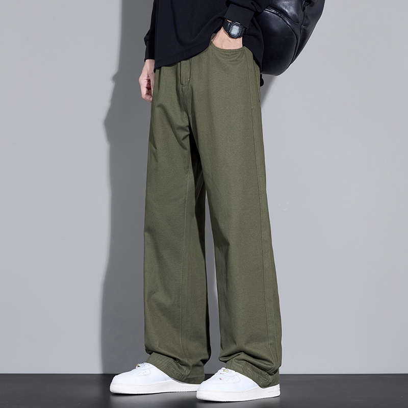 綿 100% メンズゆったりワイドレッグパンツソフト通気性ル - Street Fashion Korea のレビューと価格