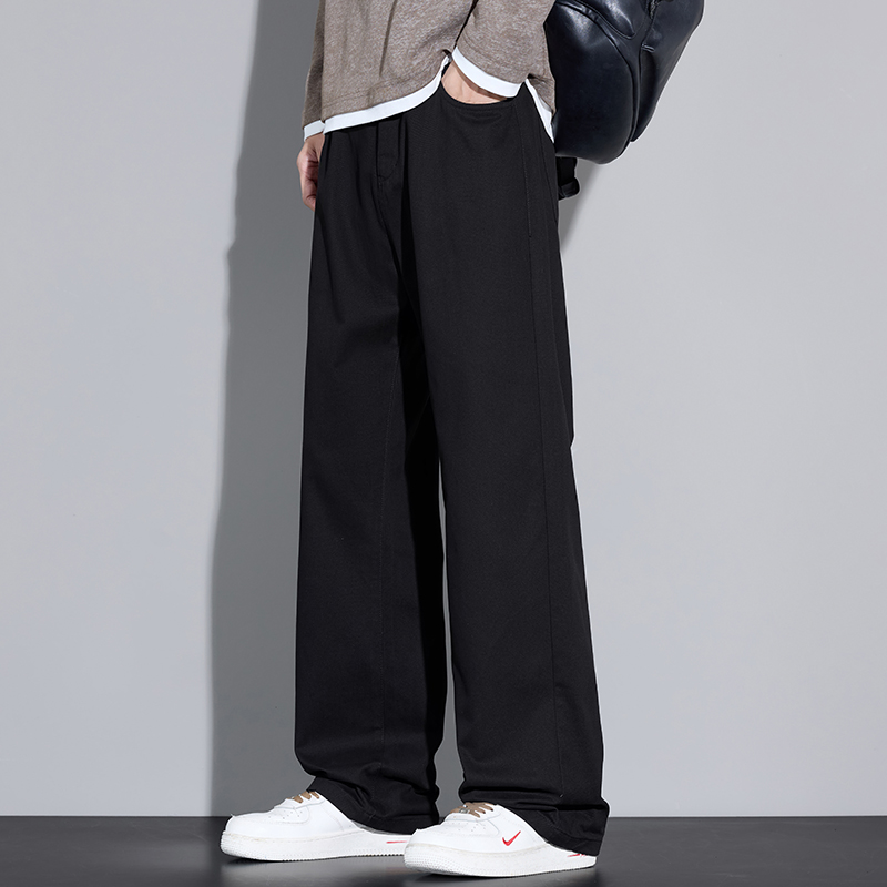 綿 100% メンズゆったりワイドレッグパンツソフト通気性ル - Street Fashion Korea のレビューと価格
