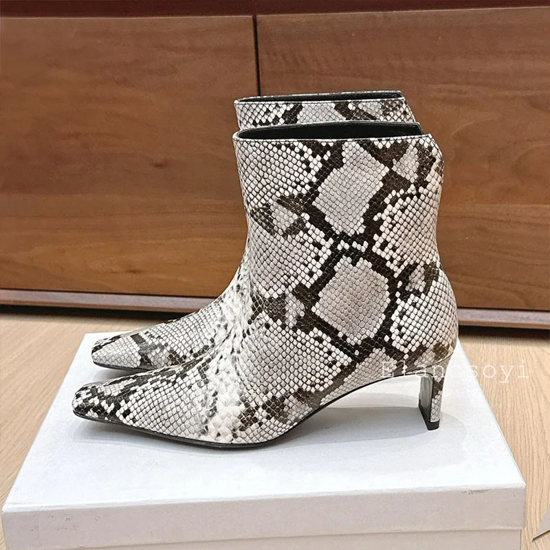 ショートブーツ女性本革スクエアトゥチャンキーハイヒール靴足首 - Street Fashion Rome 2025 のレビューと価格