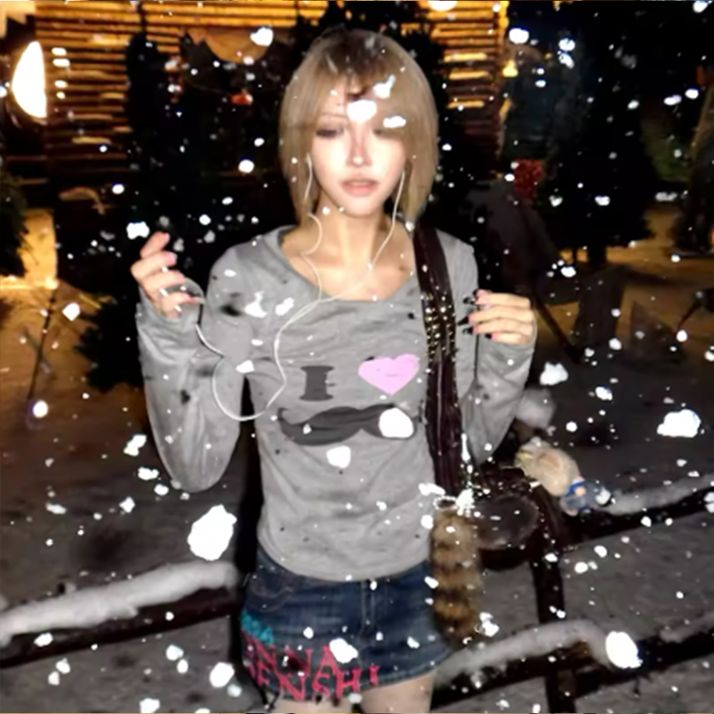 日本 Y2K ビアードプリント Tシャツ ヴィンテージ原宿長 - Street Fashion Vintage のレビューと価格