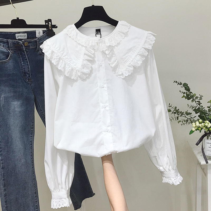 女性のためのシックな韓国スタイルのシャツ,ロリータ,レース, - Street Fashion Korea のレビューと価格