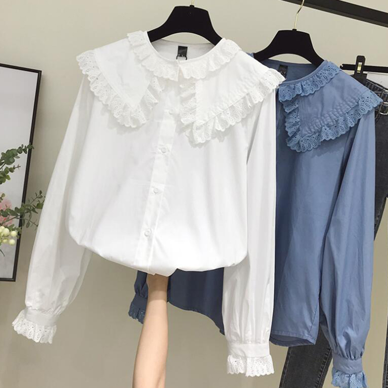 女性のためのシックな韓国スタイルのシャツ,ロリータ,レース, - Street Fashion Korea のレビューと価格