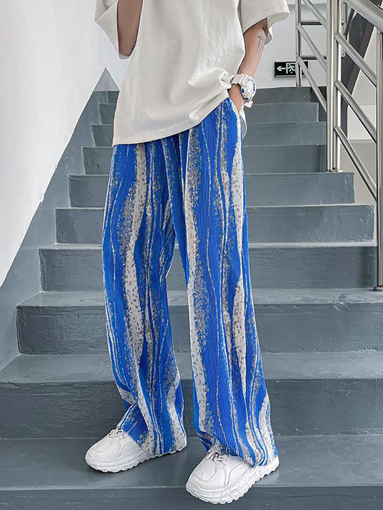 メンズワイドレッグパンツ,バギー,ロング,ストレート,サマー - Street Fashion Korea のレビューと価格