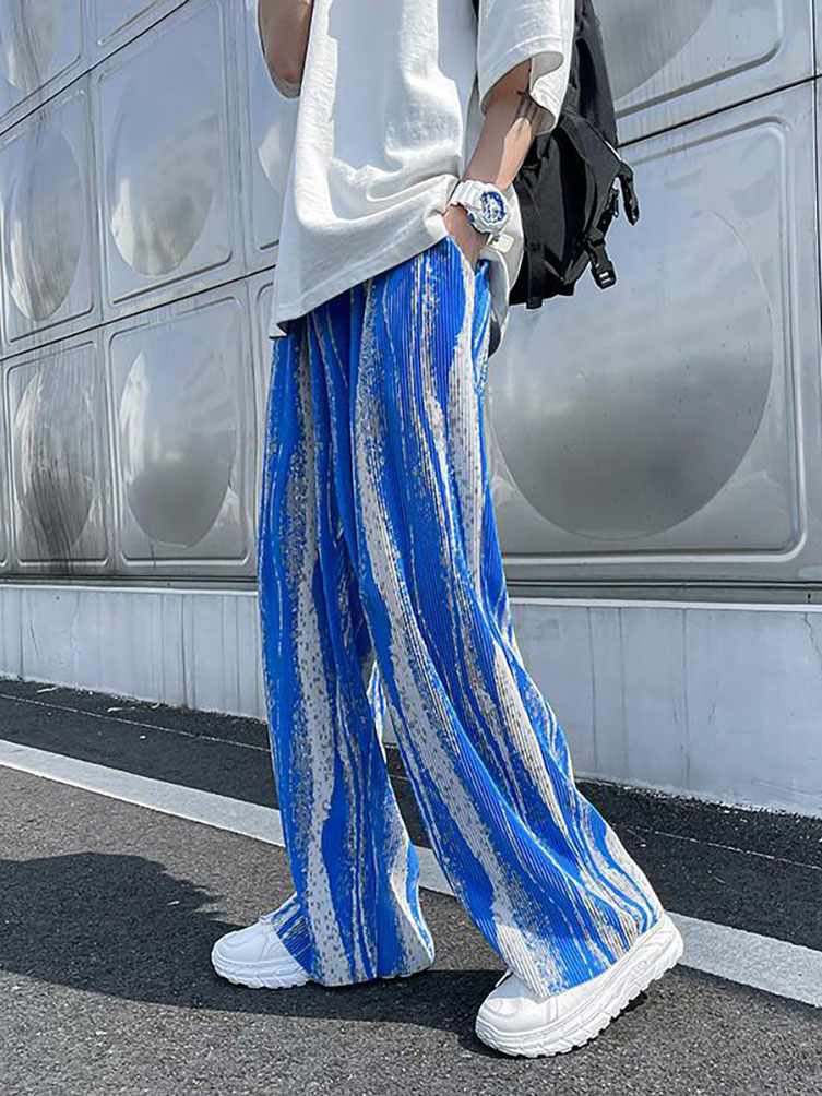 メンズワイドレッグパンツ,バギー,ロング,ストレート,サマー - Street Fashion Korea のレビューと価格