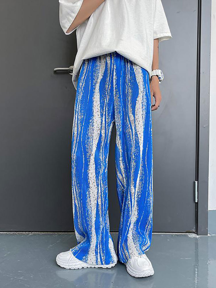 メンズワイドレッグパンツ,バギー,ロング,ストレート,サマー - Street Fashion Korea のレビューと価格