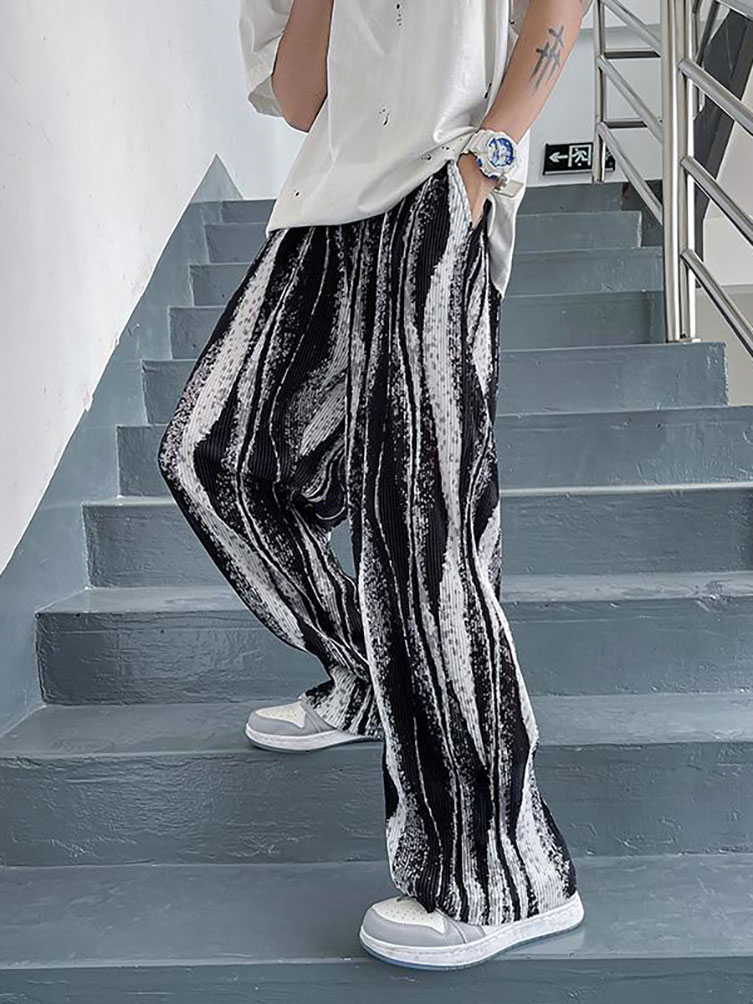 メンズワイドレッグパンツ,バギー,ロング,ストレート,サマー - Street Fashion Korea のレビューと価格