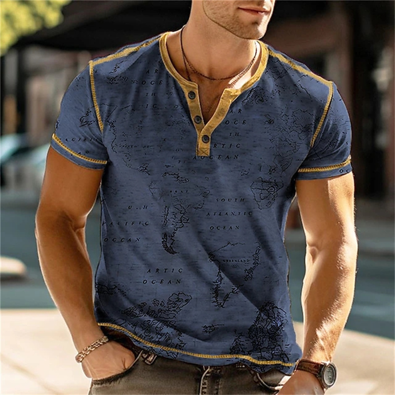 メンズヘンリーシャツ 面白い3DプリントTシャツ ストリート - Street Fashion For Man のレビューと価格