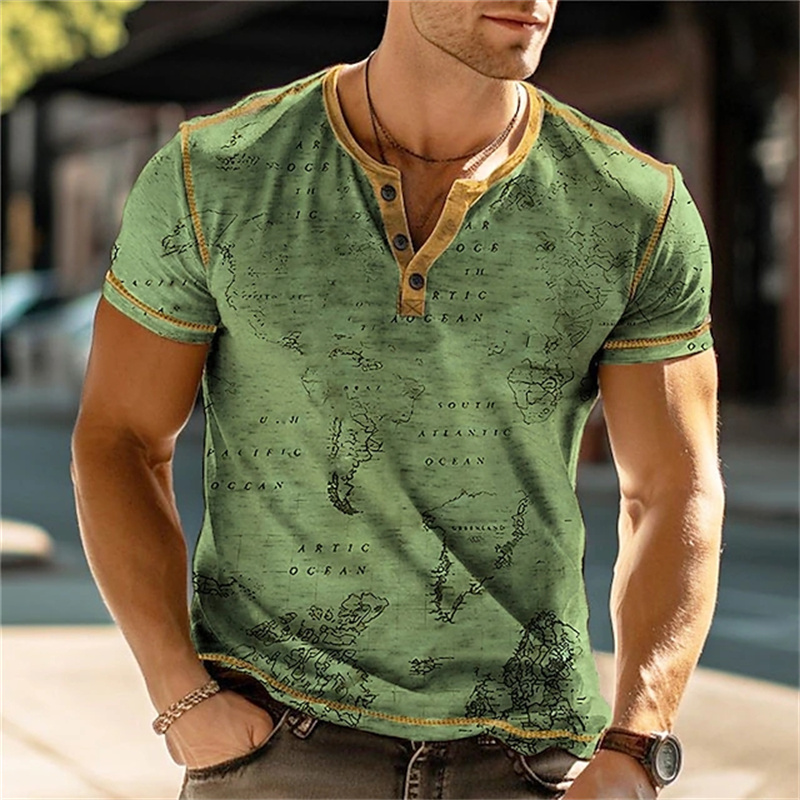 メンズヘンリーシャツ 面白い3DプリントTシャツ ストリート - Street Fashion For Man のレビューと価格