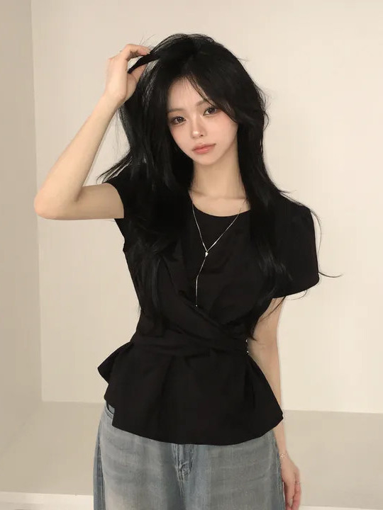 ファッショナブルでシックなウエストを締めるベルト付きシンプル - Street Fashion Korea のレビューと価格