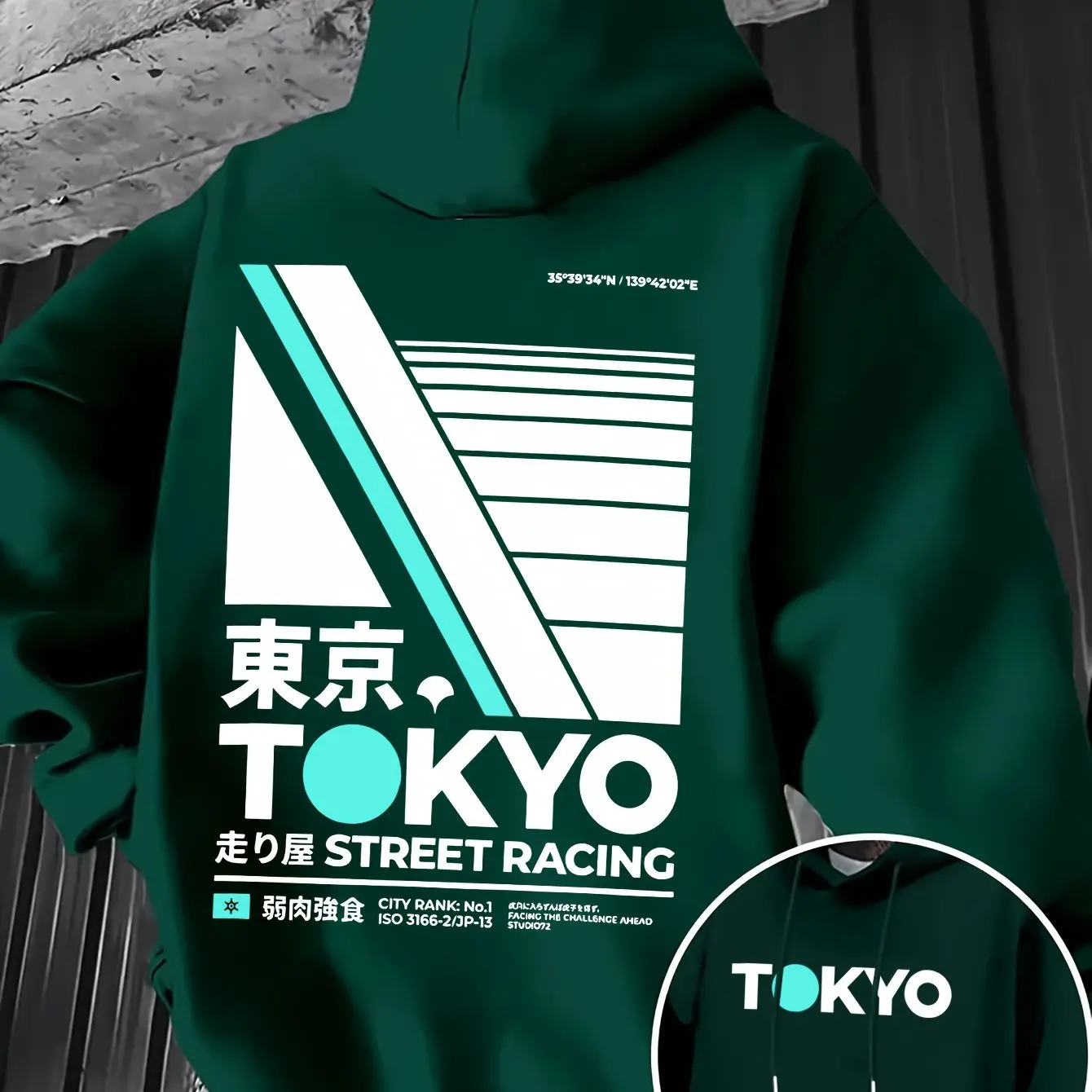 レトロ JDM 東京レーシング両面プリントメンズパーカー漢字 - Street Fashion Tokyo のレビューと価格