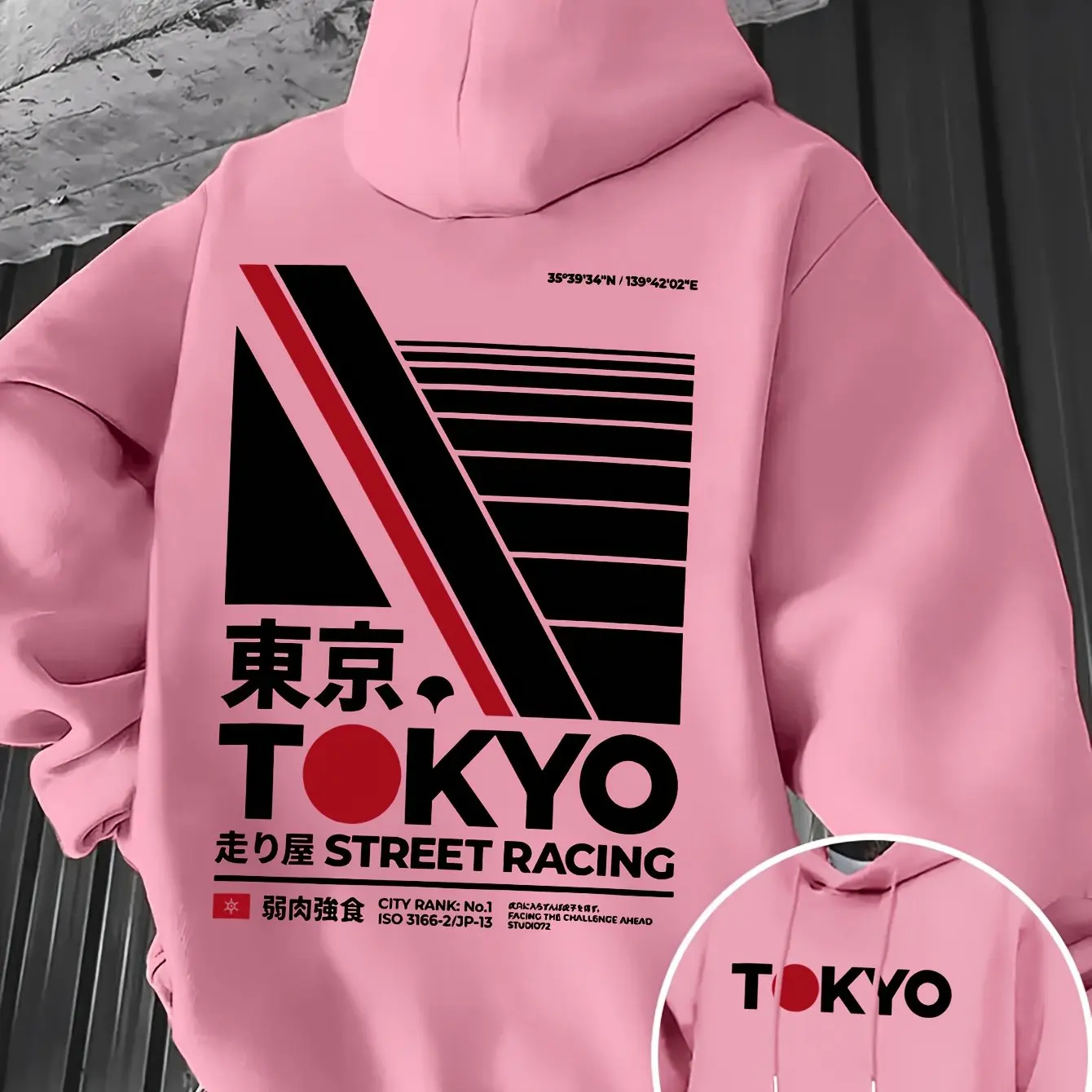 レトロ JDM 東京レーシング両面プリントメンズパーカー漢字 - Street Fashion Tokyo のレビューと価格
