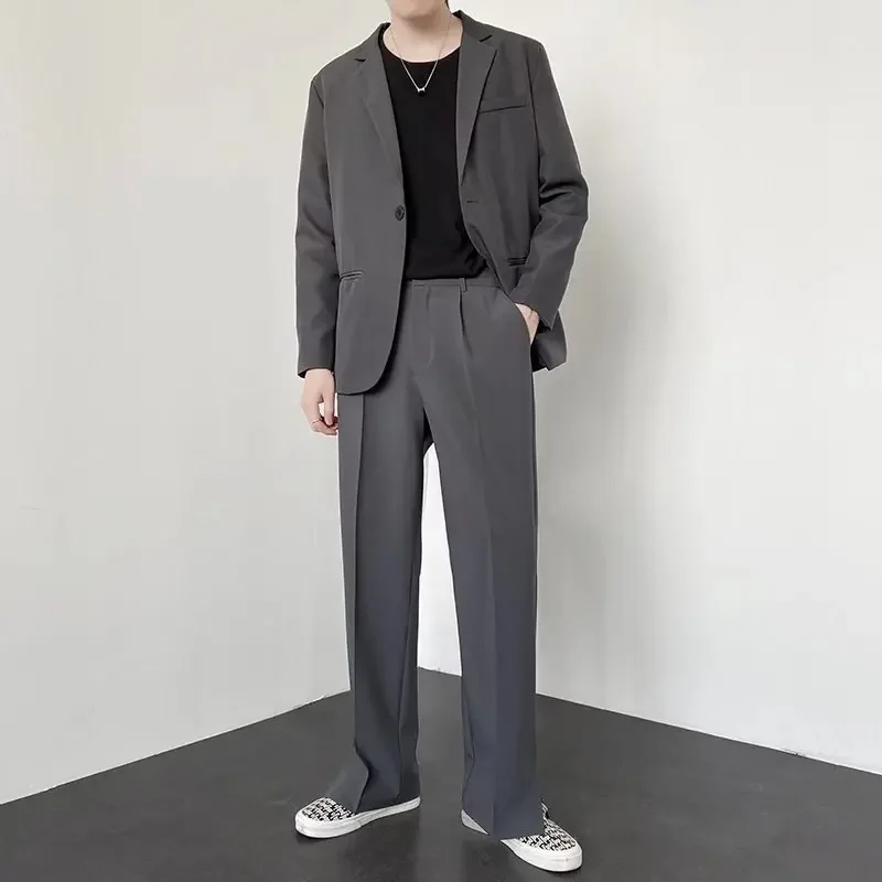 韓国ファッション メンズ ストレート バギー スーツパンツ  - Street Fashion Korea のレビューと価格