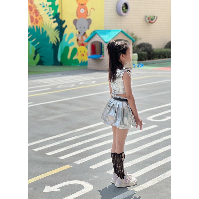 ジャズ Kpop ダンス衣装女の子シルバークロップトッププリ - Street Fashion Kpop のレビューと価格